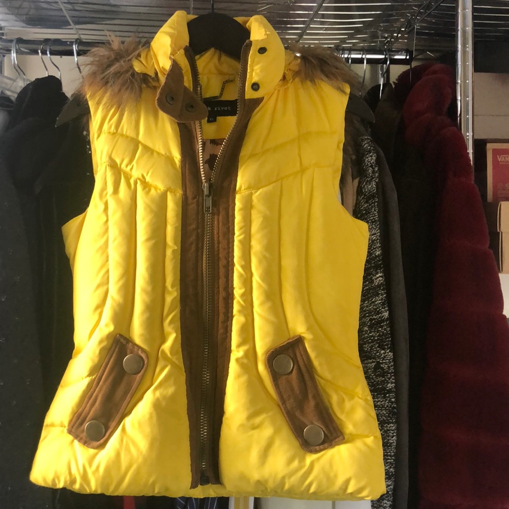 Yellow puffer vest